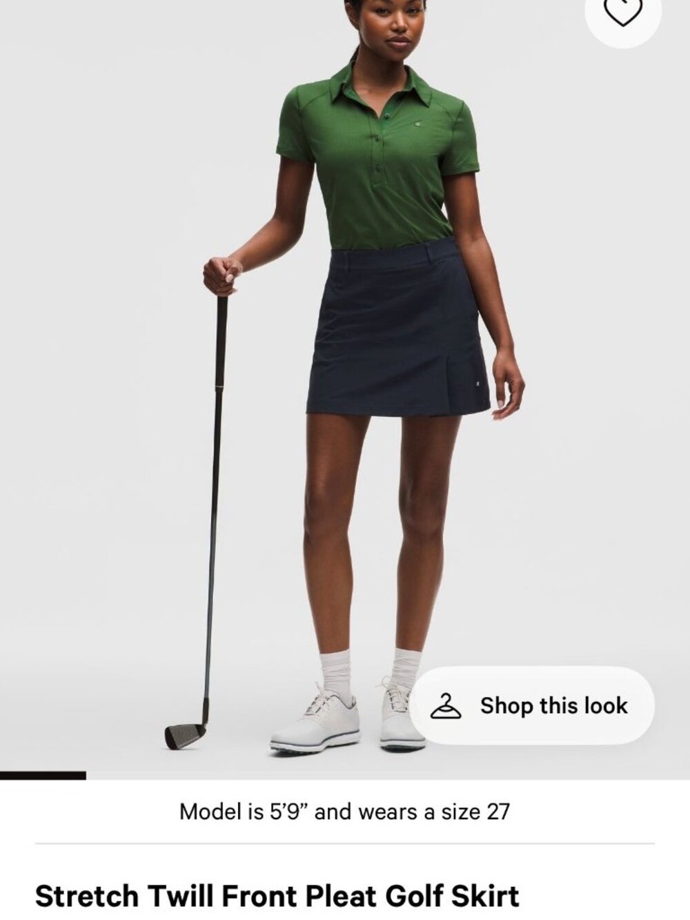 NWOT: Lululemon Stretch Twill front pleat Golf Skirt/ Embroidered Logo